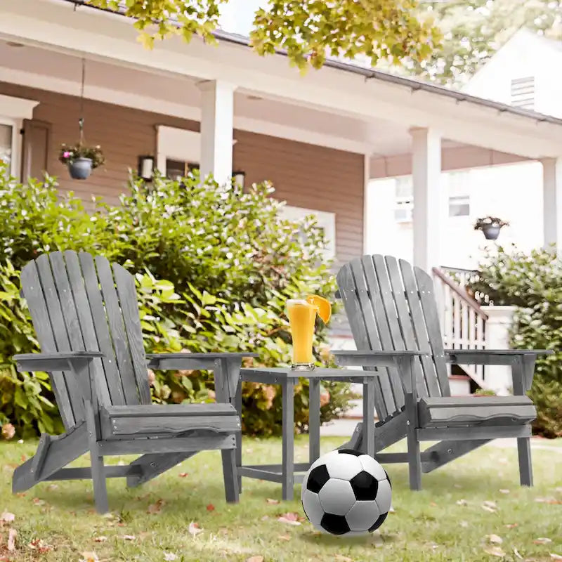 Ensemble de 2 chaises longues pliantes Adirondack en bois pour terrasse