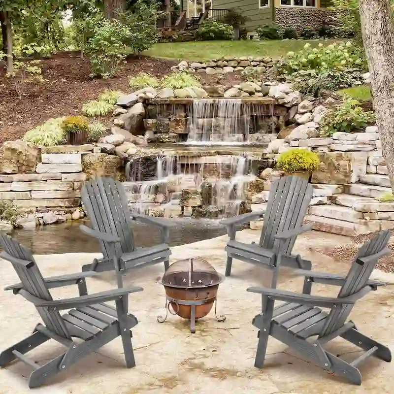 Ensemble de 2 chaises longues pliantes Adirondack en bois pour terrasse