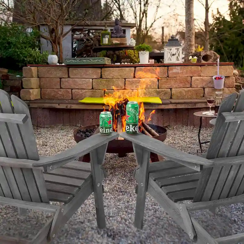 Ensemble de 2 chaises longues pliantes Adirondack en bois pour terrasse