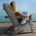 Ensemble de 2 chaises longues pliantes Adirondack en bois pour terrasse