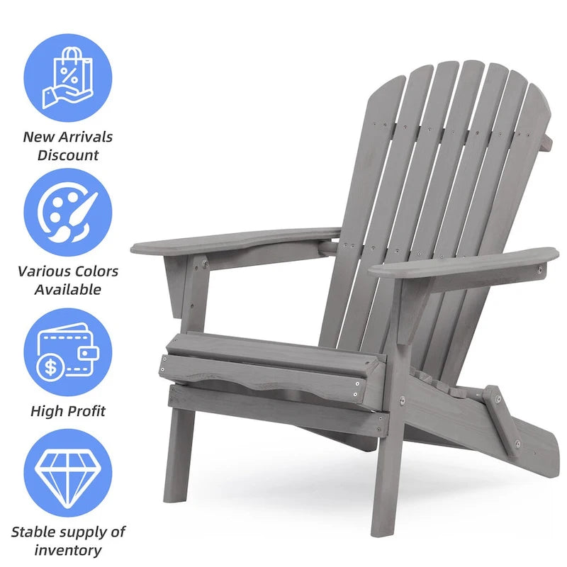 Ensemble de 2 chaises longues pliantes Adirondack en bois pour terrasse
