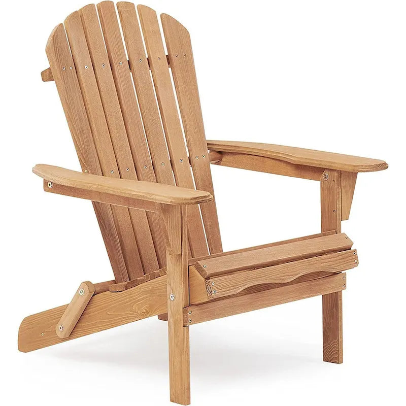 Ensemble de 2 chaises longues pliantes Adirondack en bois pour terrasse