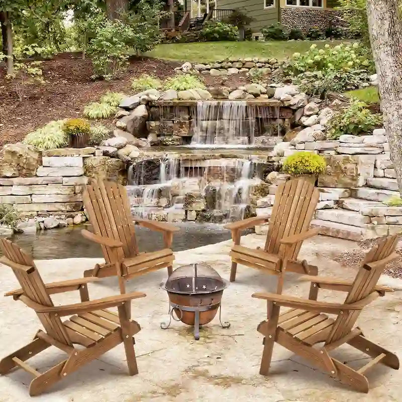 Ensemble de 2 chaises longues pliantes Adirondack en bois pour terrasse