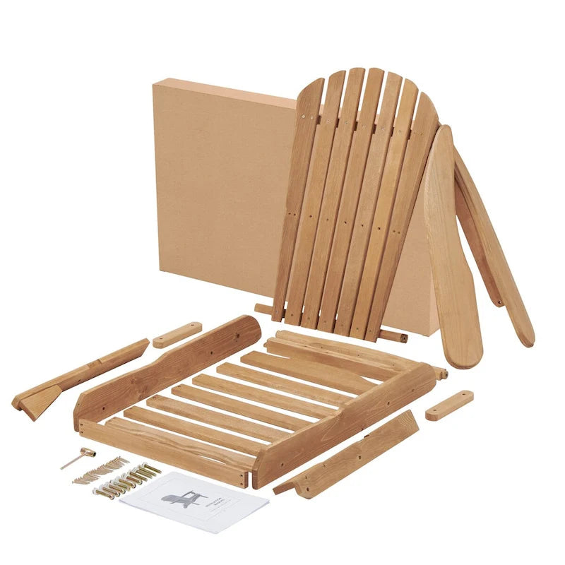 Ensemble de 2 chaises longues pliantes Adirondack en bois pour terrasse