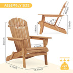 Ensemble de 2 chaises longues pliantes Adirondack en bois pour terrasse