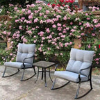 Ensemble de 3 pièces pour patio : chaises berçantes et table, élégant ensemble bistro pour pelouse, jardin et terrasse.
