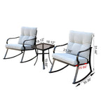 Ensemble de 3 pièces pour patio : chaises berçantes et table, élégant ensemble bistro pour pelouse, jardin et terrasse.