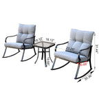 Ensemble de 3 pièces pour patio : chaises berçantes et table, élégant ensemble bistro pour pelouse, jardin et terrasse.