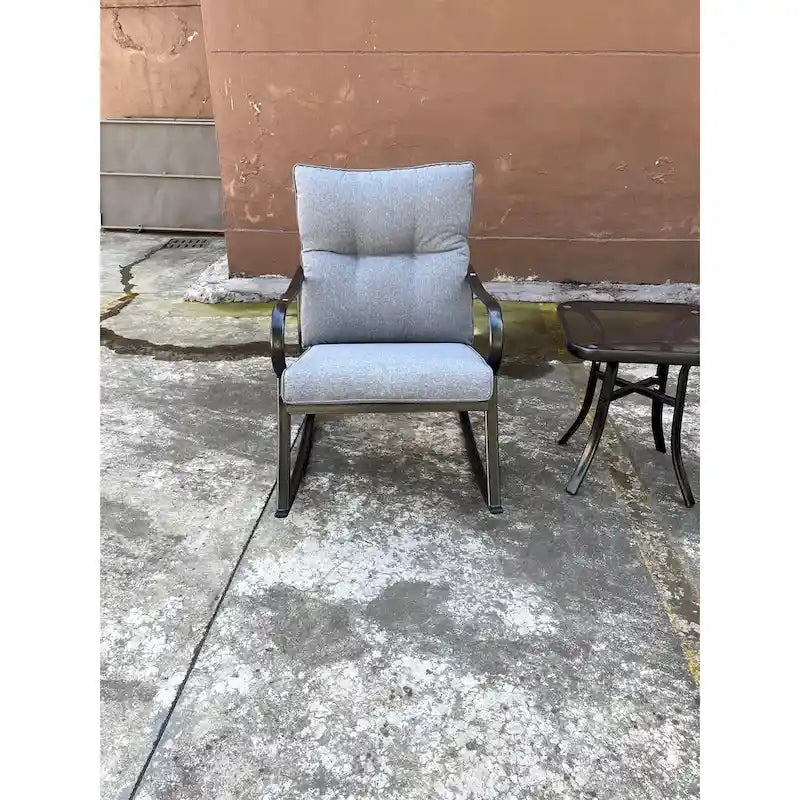 Ensemble de 3 pièces pour patio : chaises berçantes et table, élégant ensemble bistro pour pelouse, jardin et terrasse.