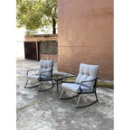 Ensemble de 3 pièces pour patio : chaises berçantes et table, élégant ensemble bistro pour pelouse, jardin et terrasse.