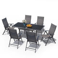 Ensemble de mobilier de jardin 7 pièces avec chaises pliantes réglables et 1 table extensible