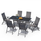 Ensemble de mobilier de jardin 7 pièces avec chaises pliantes réglables et 1 table extensible