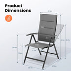 Ensemble de mobilier de jardin 7 pièces avec chaises pliantes réglables et 1 table extensible