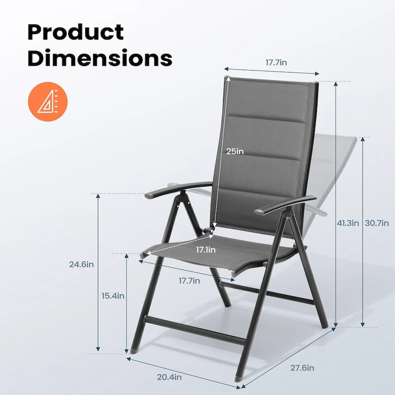 Ensemble de mobilier de jardin 7 pièces avec chaises pliantes réglables et 1 table extensible
