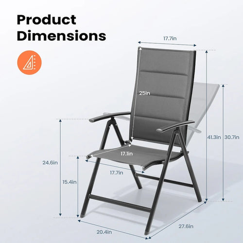 Ensemble de mobilier de jardin 7 pièces avec chaises pliantes réglables et 1 table extensible