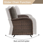 Canapé-lit de jardin pivotant et fauteuil à bascule avec repose-pieds - Marron