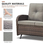 Canapé-lit de jardin pivotant et fauteuil à bascule avec repose-pieds - Marron