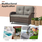 Canapé-lit de jardin pivotant et fauteuil à bascule avec repose-pieds - Marron