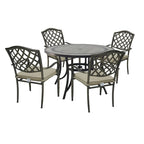 Ensemble de salle à manger d'extérieur 5 pièces en aluminium moulé avec table et chaises à plateau en céramique