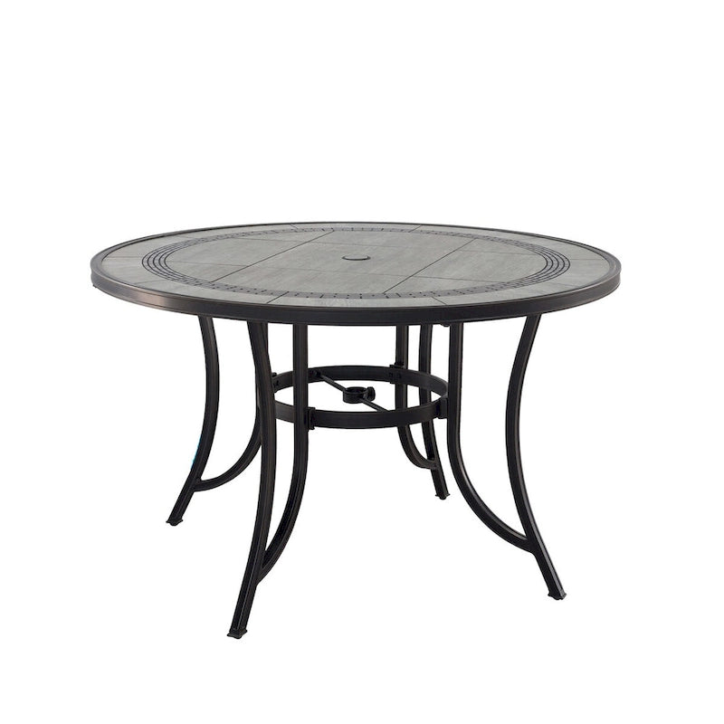 Ensemble de salle à manger d'extérieur 5 pièces en aluminium moulé avec table et chaises à plateau en céramique