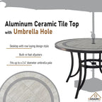 Ensemble de salle à manger d'extérieur 5 pièces en aluminium moulé avec table et chaises à plateau en céramique