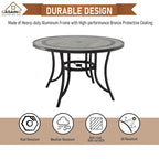 Ensemble de salle à manger d'extérieur 5 pièces en aluminium moulé avec table et chaises à plateau en céramique