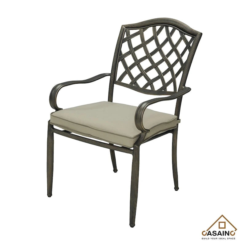 Ensemble de salle à manger d'extérieur 5 pièces en aluminium moulé avec table et chaises à plateau en céramique