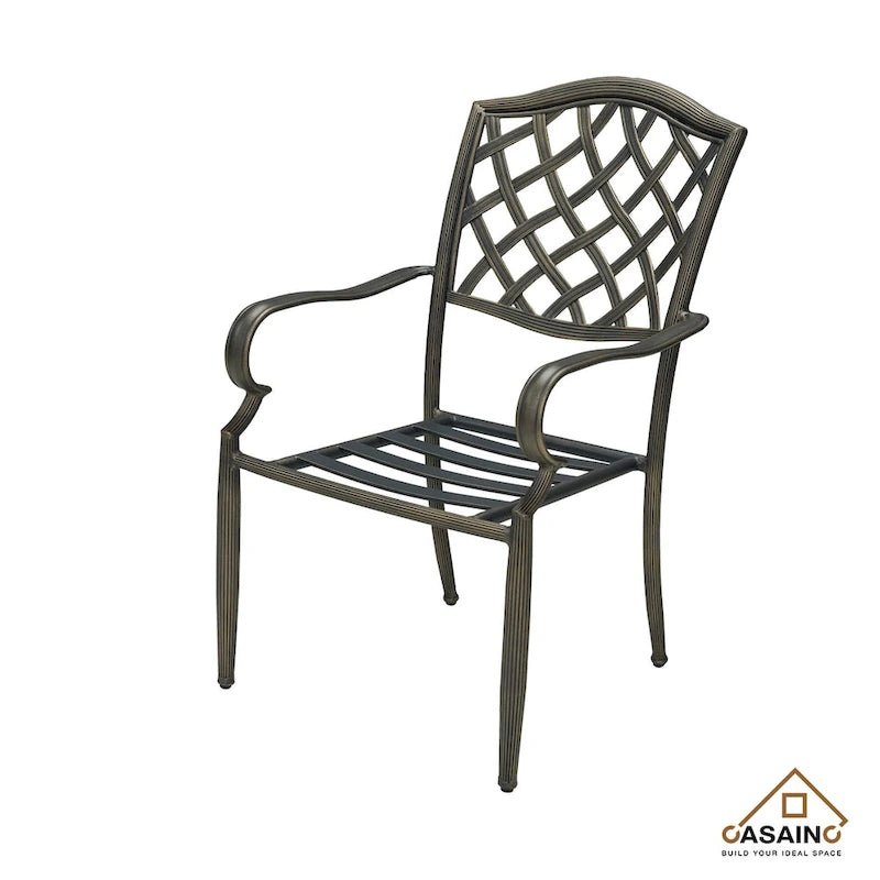 Ensemble de salle à manger d'extérieur 5 pièces en aluminium moulé avec table et chaises à plateau en céramique