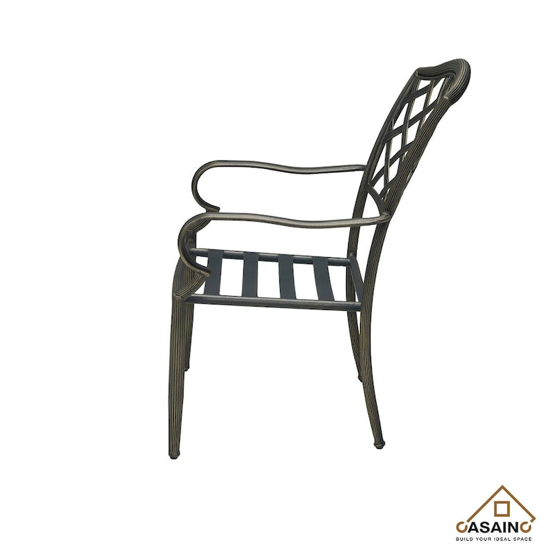 Ensemble de salle à manger d'extérieur 5 pièces en aluminium moulé avec table et chaises à plateau en céramique