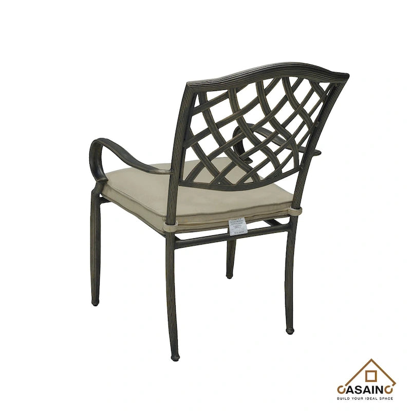 Ensemble de salle à manger d'extérieur 5 pièces en aluminium moulé avec table et chaises à plateau en céramique