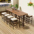 Ensemble de jardin 10 pièces comprenant une table et 8 tabourets avec coussins, table à manger en rotin synthétique, plateau pliable, mobilier de jardin résistant aux intempéries