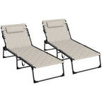Folding Chaise Lounge Set with 5-level Reclining Back, Lounge Tanning Chair with Padded Seat, Side Pocket & Headrest