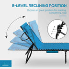 Ensemble de chaise longue pliante avec dossier inclinable à 5 positions, fauteuil de bronzage avec assise rembourrée, poche latérale et appui-tête