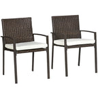 Chaises de salle à manger avec coussin, ensemble de chaises de salle à manger en osier avec dossier et accoudoirs pour patio, terrasse et jardin.