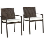 Dining Chairs with Cushion, Patio Wicker Dining Chair Set with Backrest, Armrests for Patio, Deck, Garden