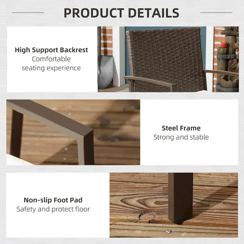 Chaises de salle à manger avec coussin, ensemble de chaises de salle à manger en osier avec dossier et accoudoirs pour patio, terrasse et jardin.