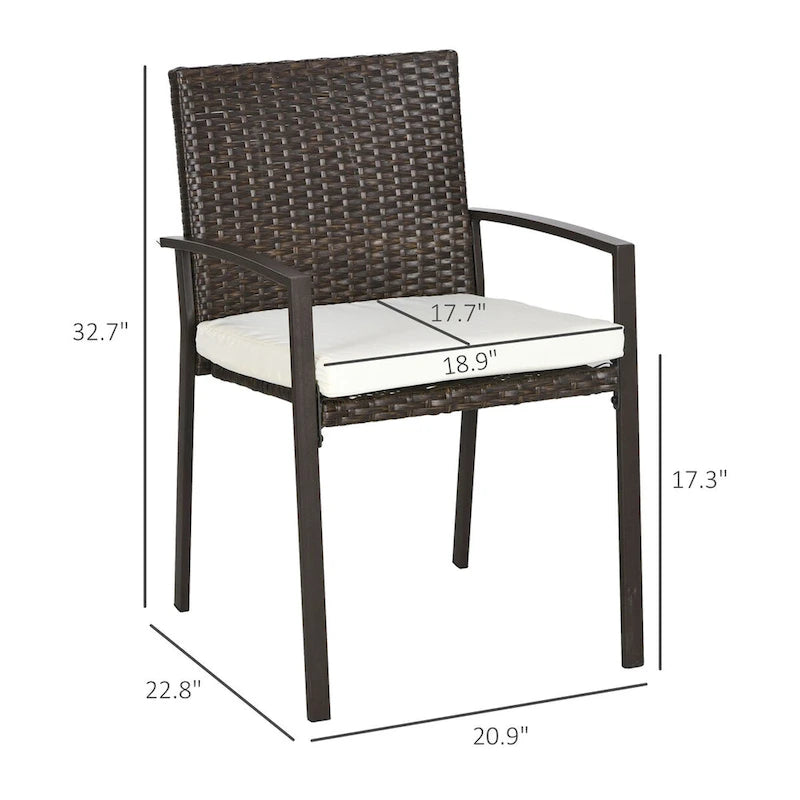 Chaises de salle à manger avec coussin, ensemble de chaises de salle à manger en osier avec dossier et accoudoirs pour patio, terrasse et jardin.