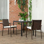 Chaises de salle à manger avec coussin, ensemble de chaises de salle à manger en osier avec dossier et accoudoirs pour patio, terrasse et jardin.