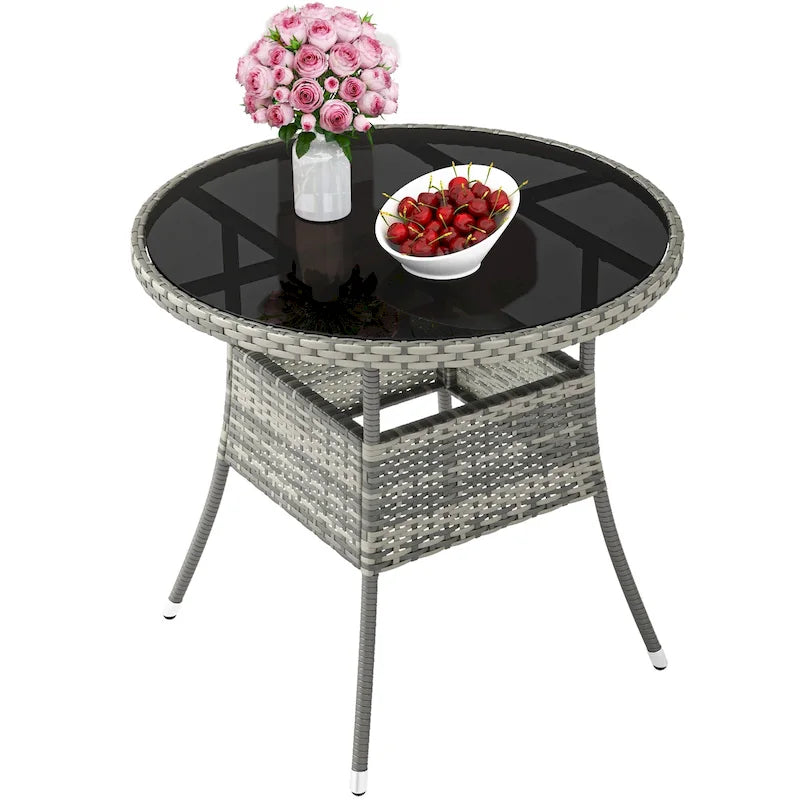 Table d'extérieur en osier - 80 cm (L) x 80 cm (l) x 73 cm (H)