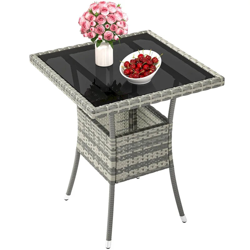 Table d'extérieur en osier - 80 cm (L) x 80 cm (l) x 73 cm (H)