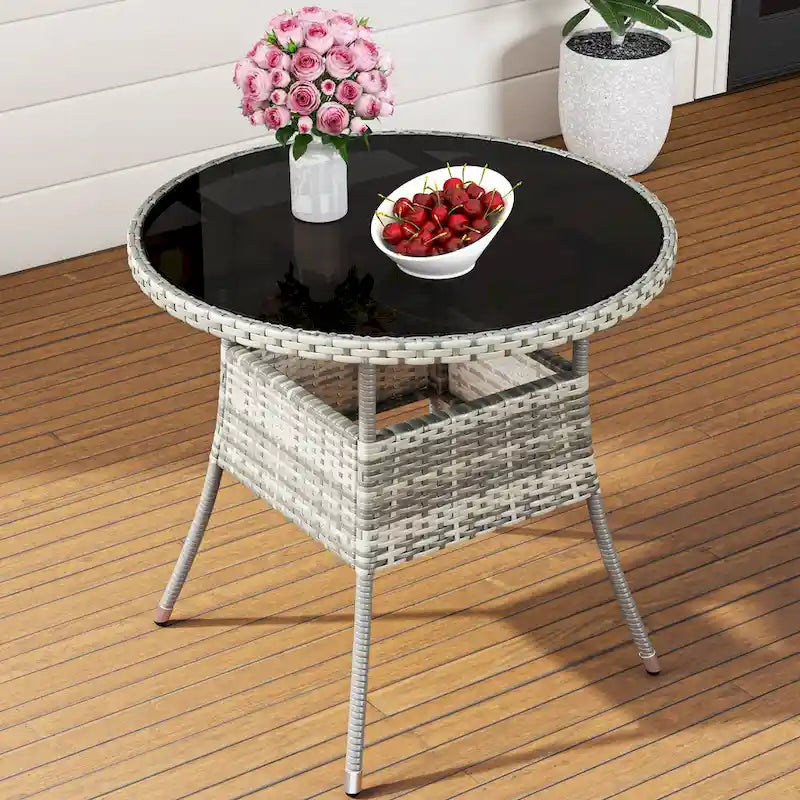 Outdoor Patio Wicker Table - 31.5 L x 31.5 W x 28.7 H