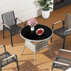 Table d'extérieur en osier - 80 cm (L) x 80 cm (l) x 73 cm (H)