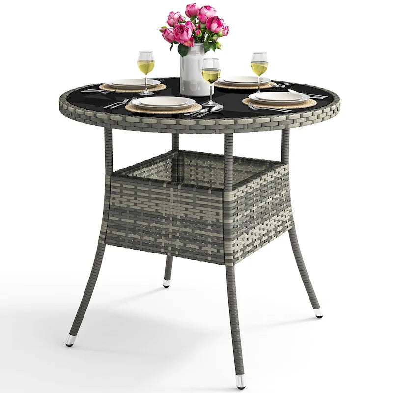 Table d'extérieur en osier - 80 cm (L) x 80 cm (l) x 73 cm (H)