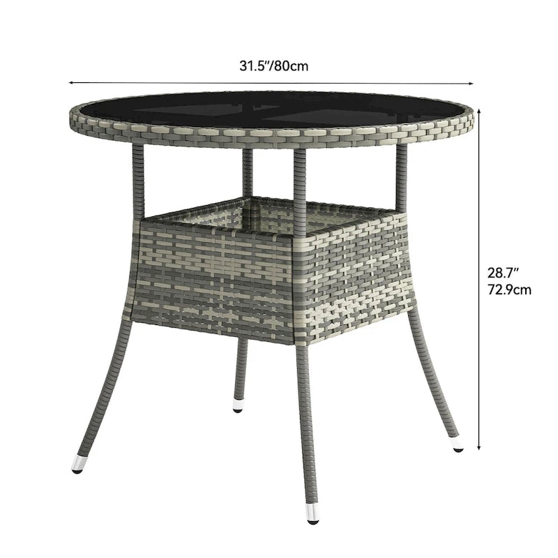 Table d'extérieur en osier - 80 cm (L) x 80 cm (l) x 73 cm (H)