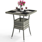Table d'extérieur en osier - 80 cm (L) x 80 cm (l) x 73 cm (H)