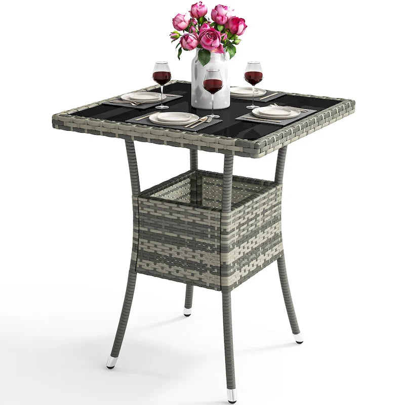 Table d'extérieur en osier - 80 cm (L) x 80 cm (l) x 73 cm (H)