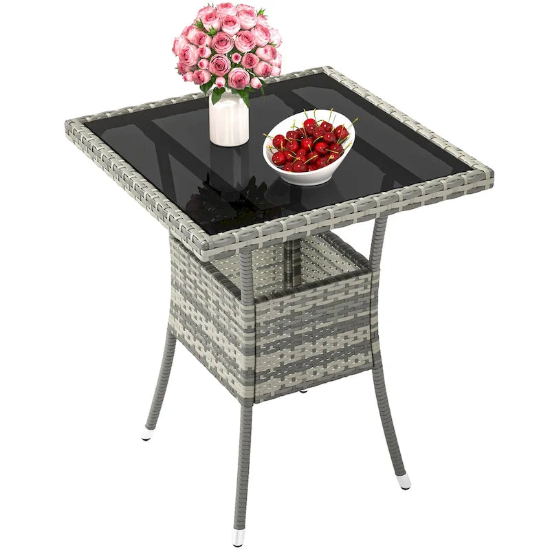 Table d'extérieur en osier - 80 cm (L) x 80 cm (l) x 73 cm (H)