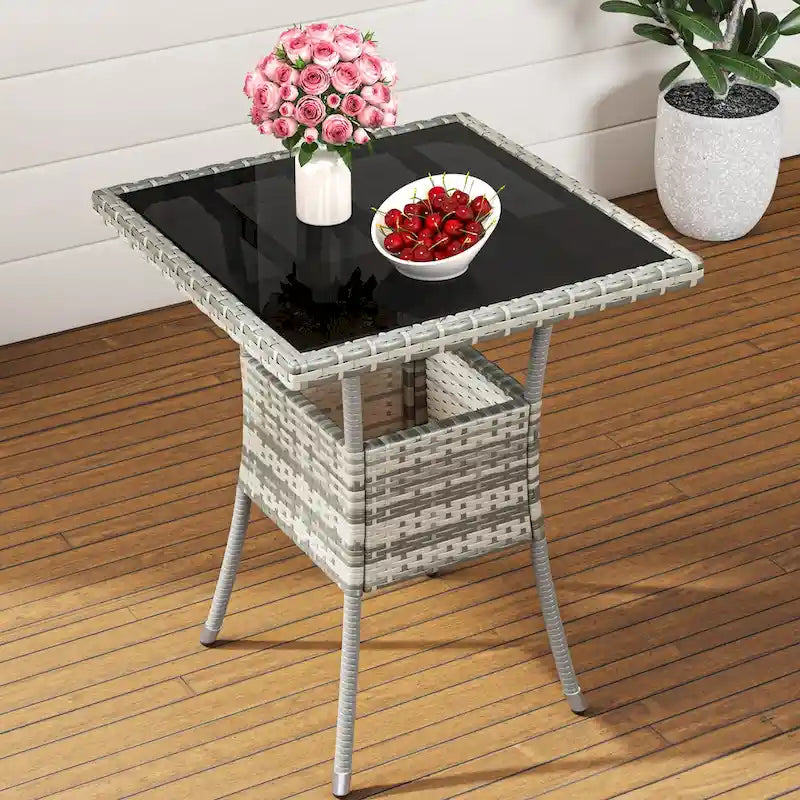 Table d'extérieur en osier - 80 cm (L) x 80 cm (l) x 73 cm (H)