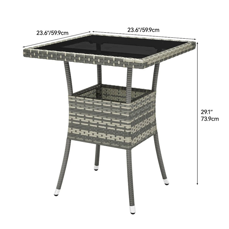 Table d'extérieur en osier - 80 cm (L) x 80 cm (l) x 73 cm (H)