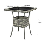 Table d'extérieur en osier - 80 cm (L) x 80 cm (l) x 73 cm (H)